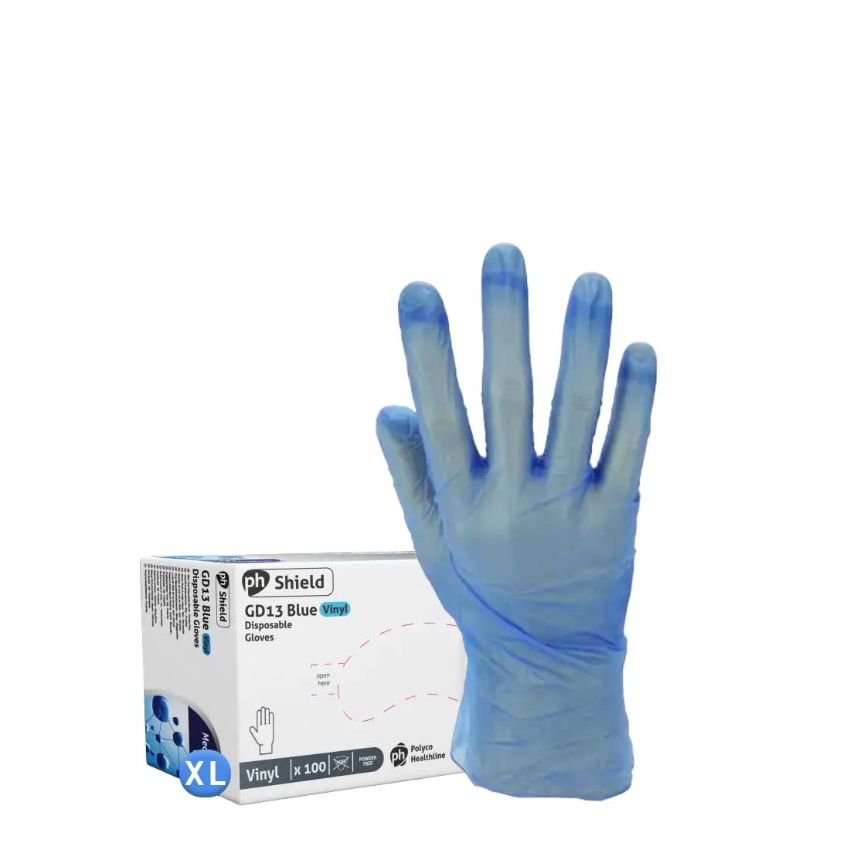 BLUE VINYL GLOVE POWDER FREE (extra large)  1x100 (packet)