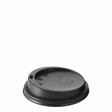 12/16oz (90mm) BLACK DOMED & SIP-THRU LID (PS)   1x1000