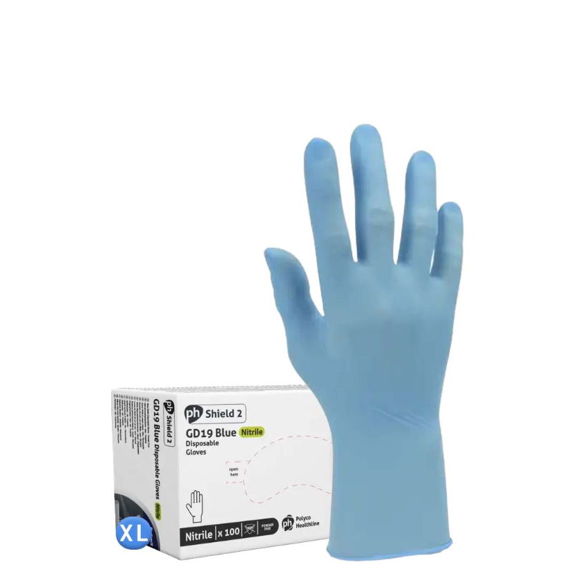 GLOVE NITRILE BLUE POWDER FREE (EXTRA LARGE) 1x10x100 (case)