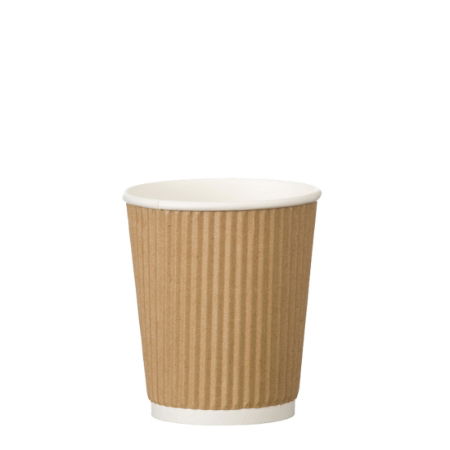 8oz KRAFT TRIPLE WALL RIPPLE HOT CUP   1x500