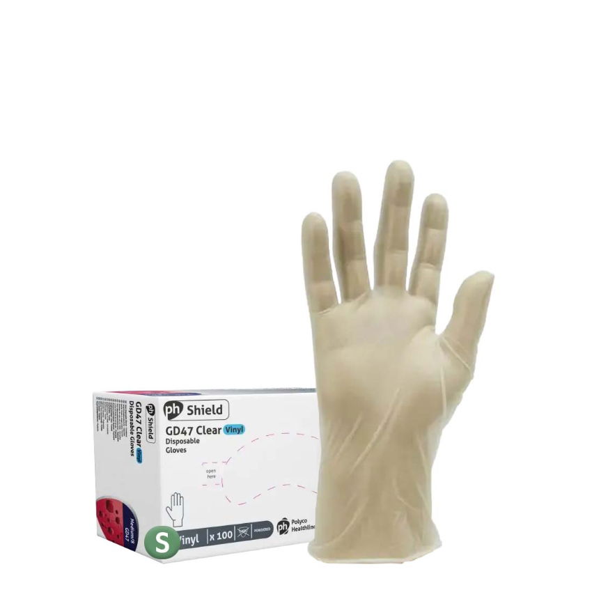 CLEAR VINYL GLOVE (small) GD47   10x100 (case)