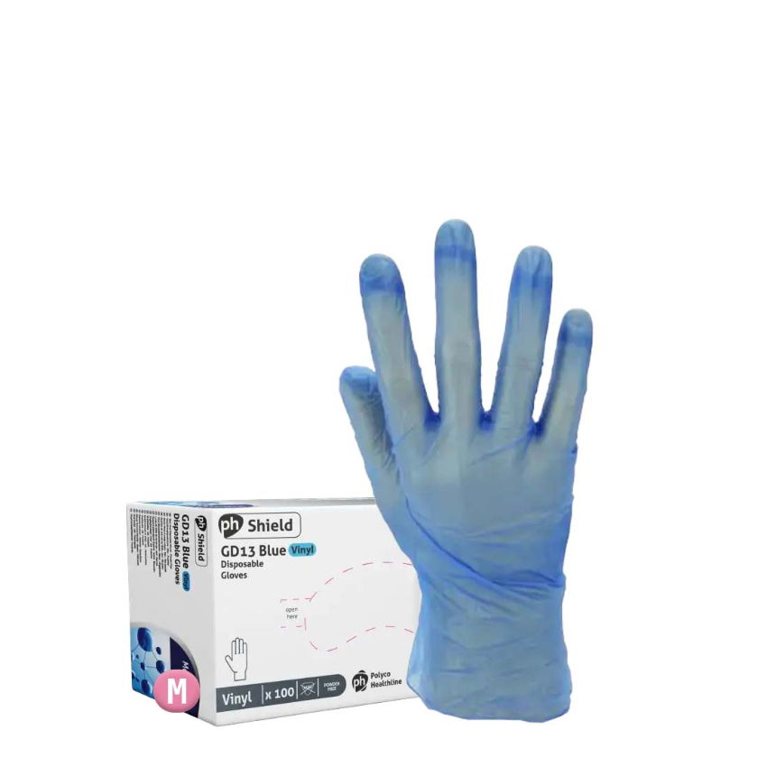 BLUE VINYL GLOVE POWDER FREE (medium) 1x100 (packet)