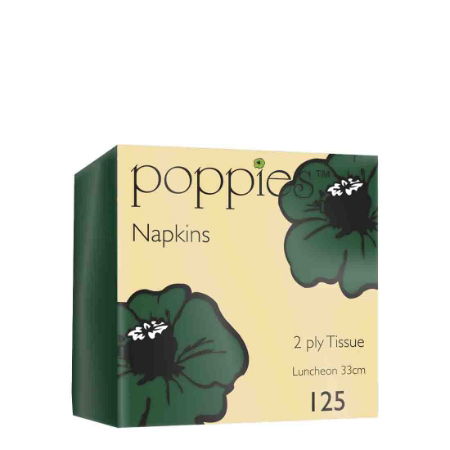 33cm 2ply FOREST GREEN TISSUE NAPKIN PACKET 1x125