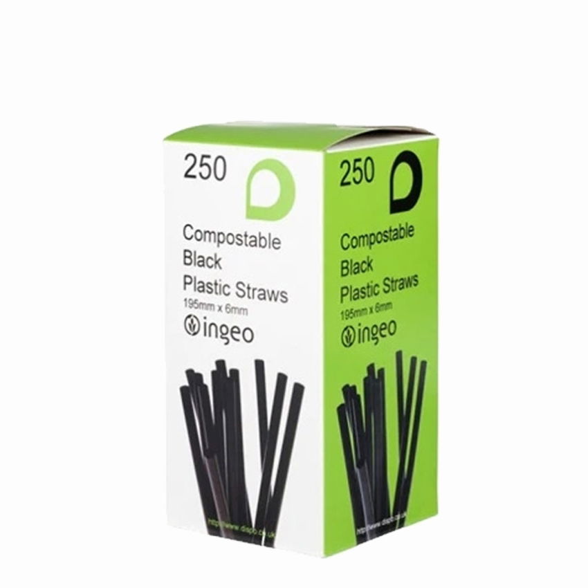 PLA BLACK BENDY STRAWS 1x250 (packet)