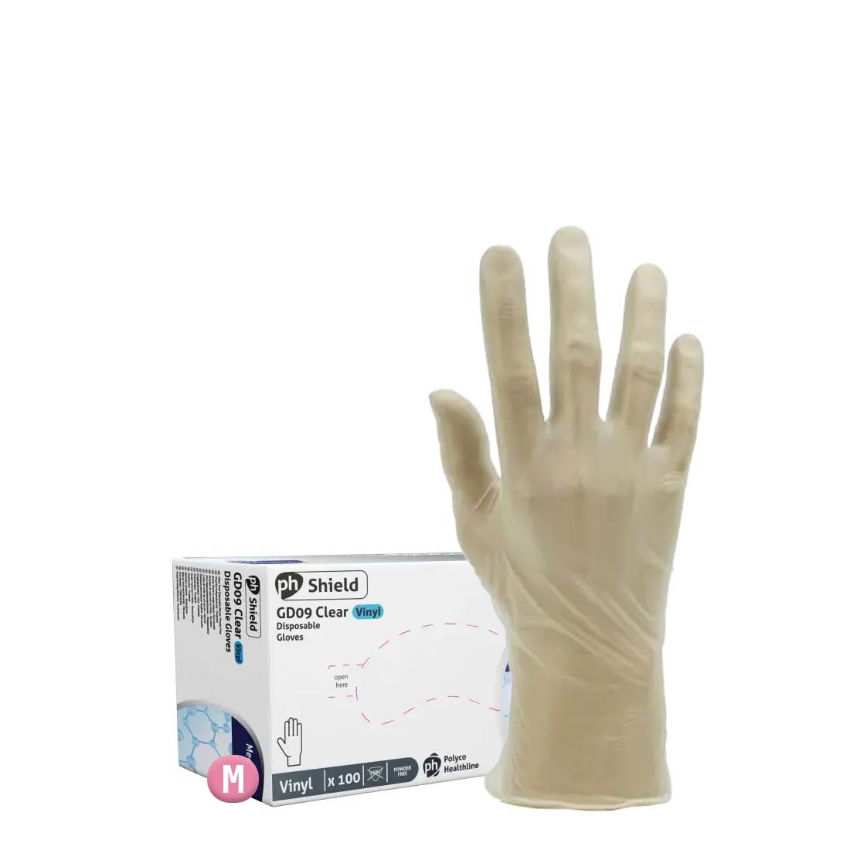 CLEAR VINYL GLOVE POWDER FREE (medium) 10x100 (case)