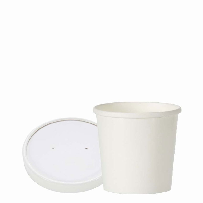 SOUP CONTAINER WHITE PAPER 8oz WITH VENTED LID 1x250