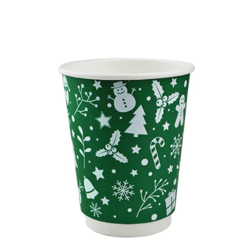 12oz HOLLY GREEN CHRISTMAS CUP 1x500