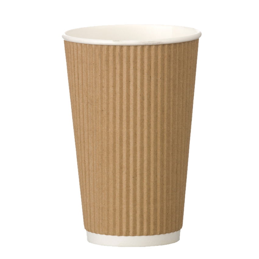 16oz KRAFT TRIPLE WALL RIPPLE HOT CUP   1x500