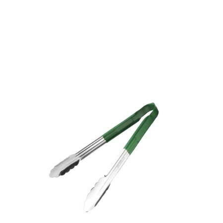 HYGIPLAS COLOUR CODED GREEN SERVING TONGS 300mm SINGLE