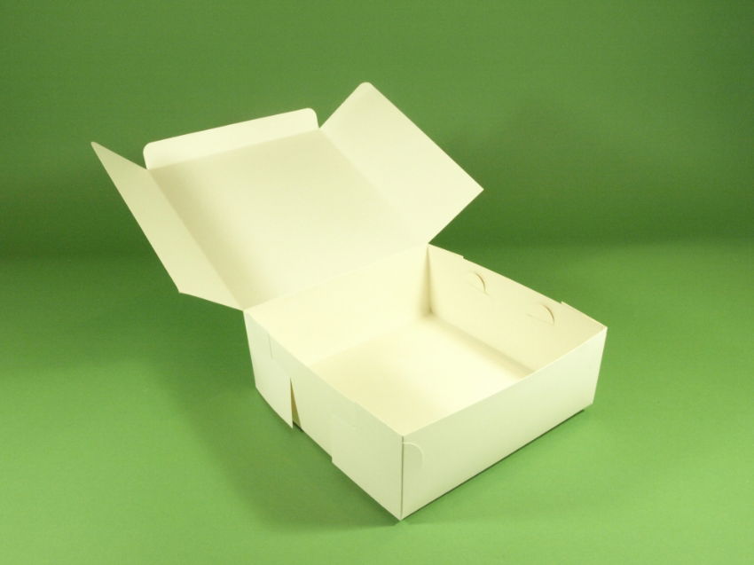 CAKE BOX HAND ERECT WHITE  8 x 8 x 3 inches 1x250