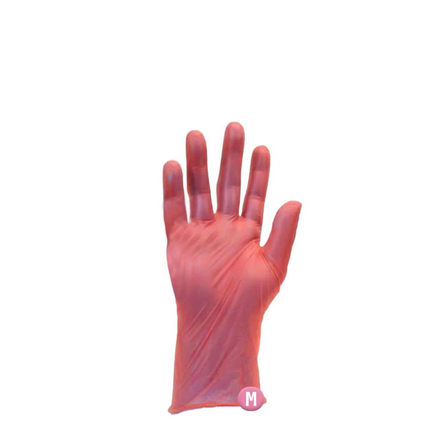 RED VINYL GLOVE POWDER FREE (medium) 1x100 (packet)