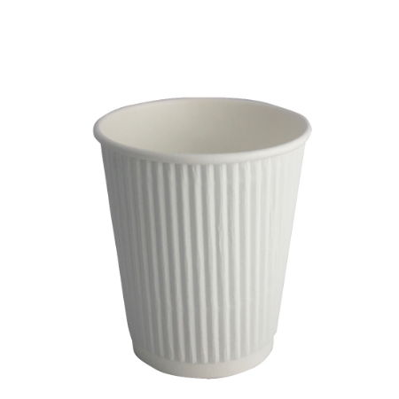 12oz WHITE TRIPLE WALL RIPPLE HOT CUP (squat)   1x500