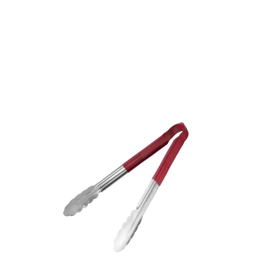 HYGIPLAS COLOUR CODED RED SERVING TONGS 300mm SINGLE