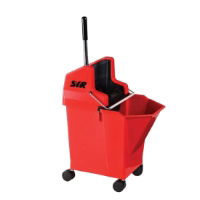9ltr LADYBUG RED BUCKET and WRINGER ON CASTORS   SINGLE