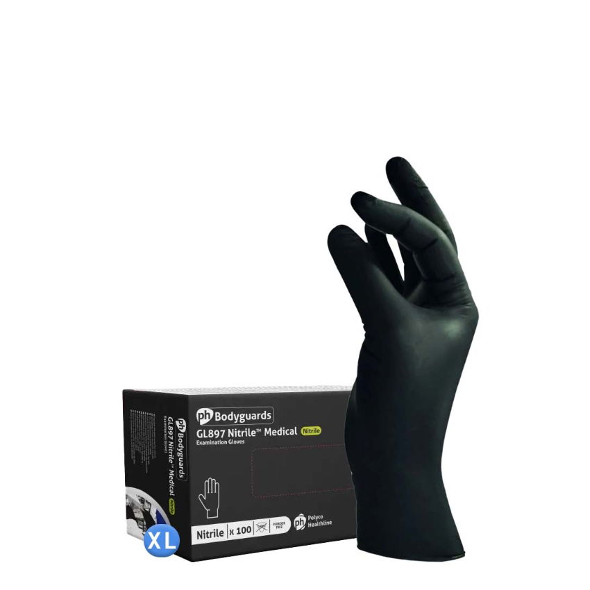 BLACK NITRILE GLOVE POWDER FREE (xtra large)   10x100 (case)