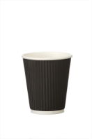 12oz Squat Ripple Coffee Cup (Black)(500pk)