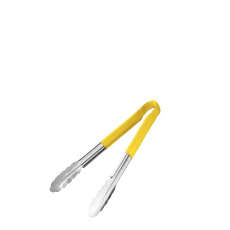 HYGIPLAS COLOUR CODED YELLOW SERVING TONGS 300mm SINGLE