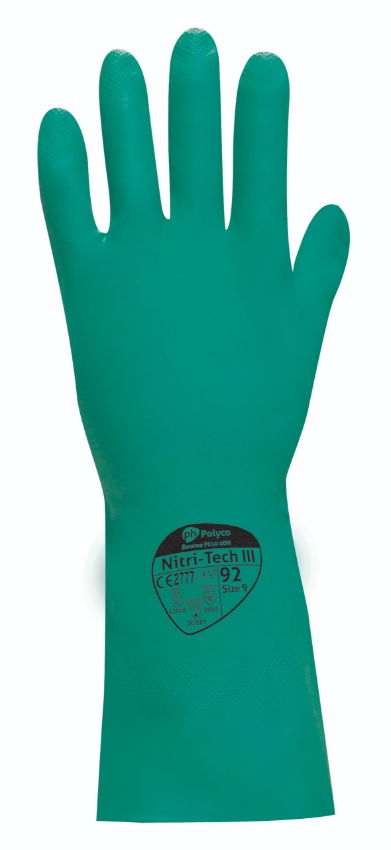 GAUNTLET HD NITRILE EXTRA LONG GREEN (size 9)  1xPAIR