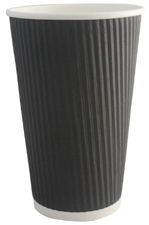 16oz BLACK TRIPLE WALL RIPPLE HOT CUP   1x500