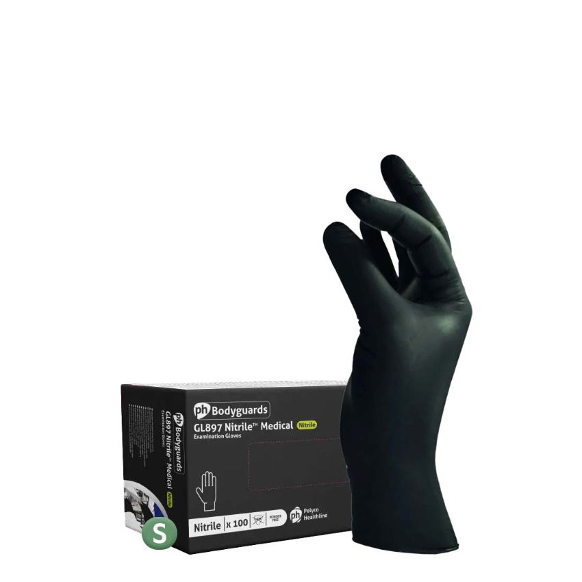 BLACK NITRILE GLOVE POWDER FREE (small)   10x100 (case)